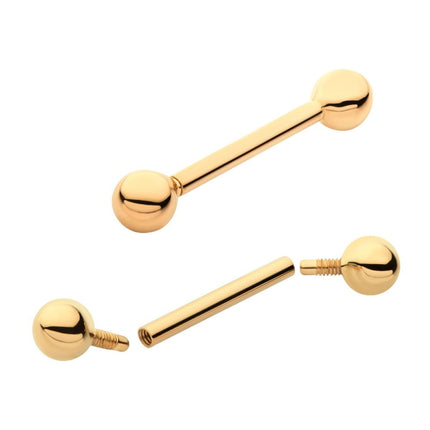 Invictus 14Kt Yellow Gold Internally Threaded Barbells