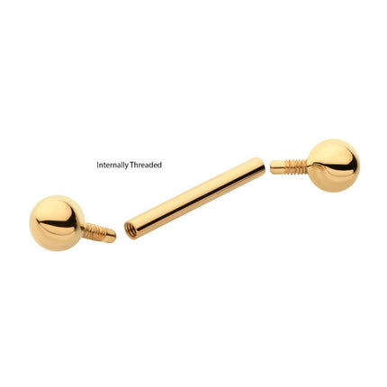 Invictus 14Kt Yellow Gold Internally Threaded Barbells