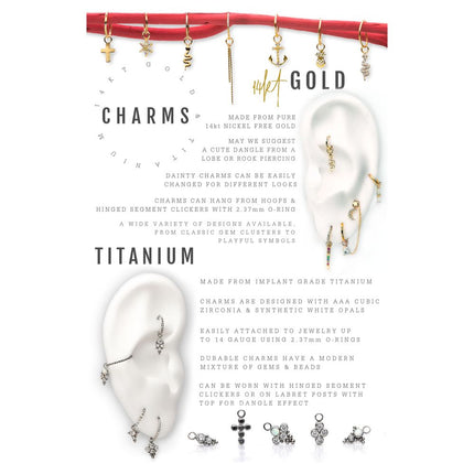Invictus 14Kt Yellow Gold Triangle with Prong Set 7 CZ Charm