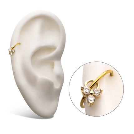 Invictus 14Kt Yellow Gold Pronged Round CZ Trinity Charm