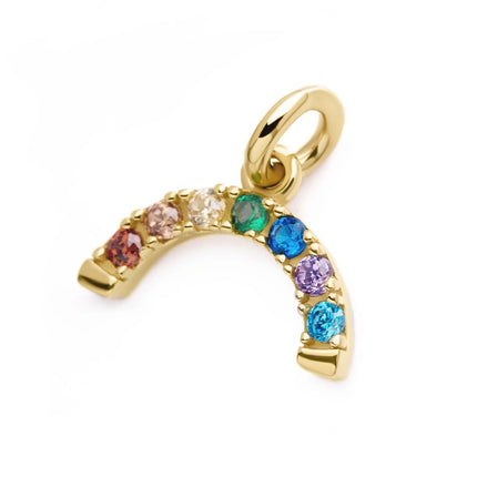 Invictus 14Kt Yellow Gold Prong Set Rainbow CZ Arch Dangle Charm