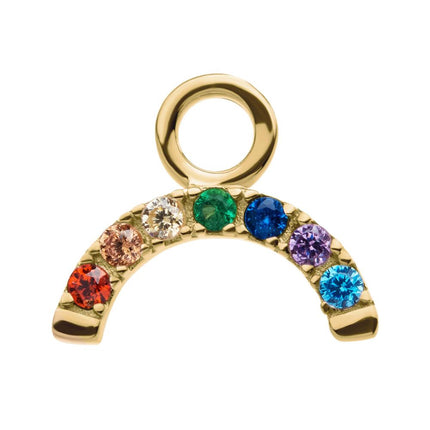 Invictus 14Kt Yellow Gold Prong Set Rainbow CZ Arch Charm