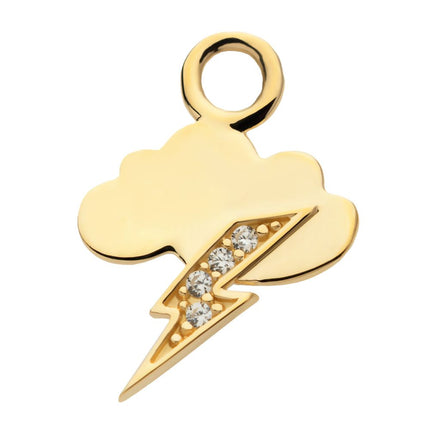 Invictus 14Kt Yellow Gold Cloud & Lightning Bolt with CZ Charm