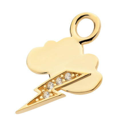 Invictus 14Kt Yellow Gold Cloud & Lightning Bolt with CZ Charm