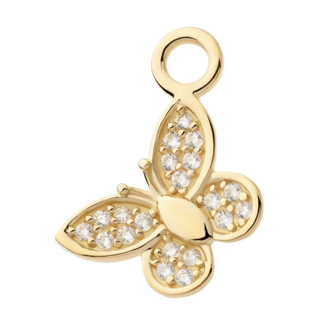 Invictus 14Kt Yellow Gold Butterfly with Pave Set CZ Charm