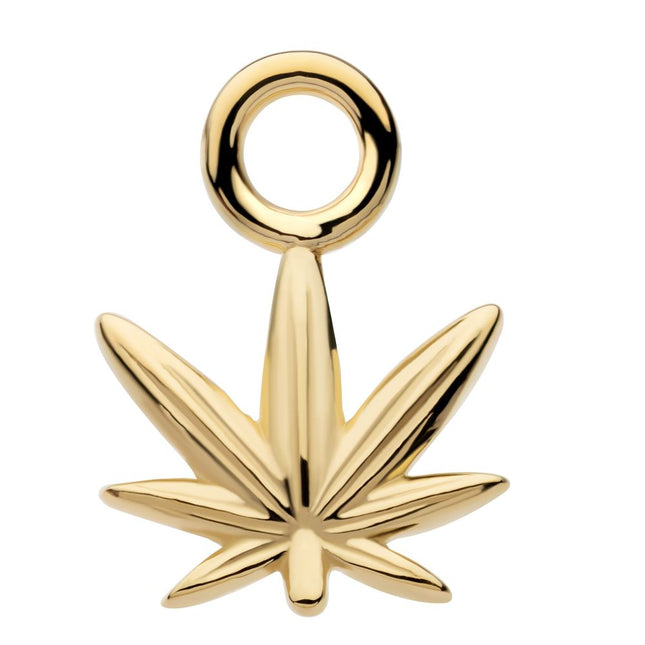 Invictus 14Kt Yellow Gold Pot Leaf Charm