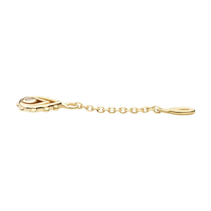 Invictus 14Kt Yellow Gold Bezel Set Round CZ Teardrop Shape Dangle Charm with 10mm Chain