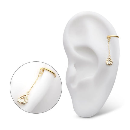 Invictus 14Kt Yellow Gold Bezel Set Round CZ Teardrop Shape Dangle Charm with 10mm Chain