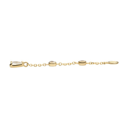 Invictus 14Kt Yellow Gold Round & Teardrop Shape CZ 3-Tier Dangle Charm with Chains