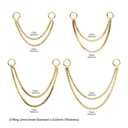 Invictus 14Kt Yellow Gold 2- Tier Box Chain with Rings