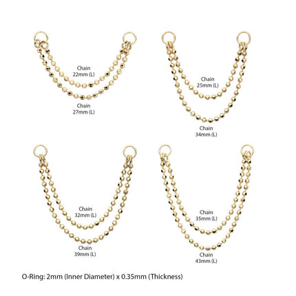 Invictus 14Kt Yellow Gold 2- Tier Bead Chain with Rings