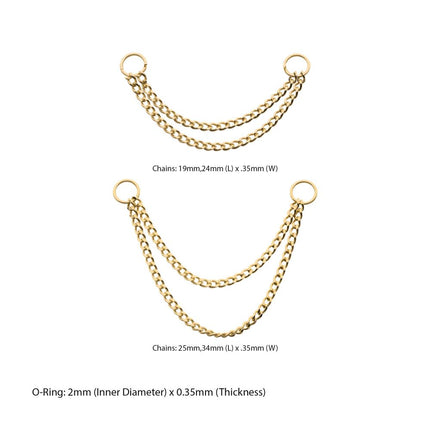Invictus 14Kt Yellow Gold 2 Tier Curb Chain with Ring