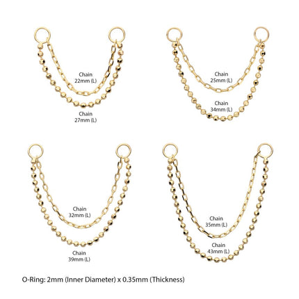 Invictus 14Kt Yellow Gold 2-Tier Bead and Link Chain with Rings