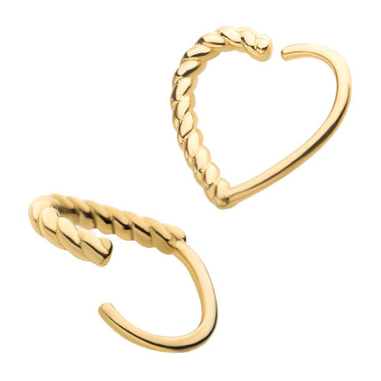 Invictus 14Kt Yellow Gold with Half-Twisted Heart Seamless Split Ring