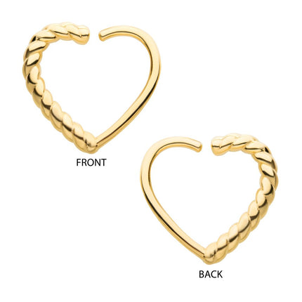 Invictus 14Kt Yellow Gold with Half-Twisted Heart Seamless Split Ring