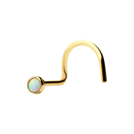 Invictus 14kt Yellow Gold Nose Screw Bezel Set Synthetic Opal