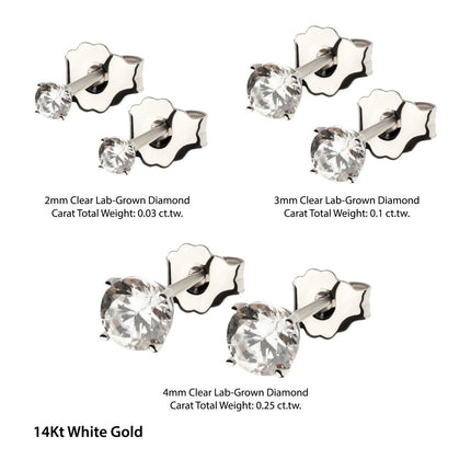 Invictus 14Kt Gold Four Prong Round Lab-Grown Diamond with 9.5mm Post & Butterfly Back Stud Earrings