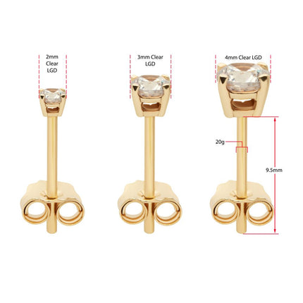 Invictus 14Kt Gold Four Prong Round Lab-Grown Diamond with 9.5mm Post & Butterfly Back Stud Earrings