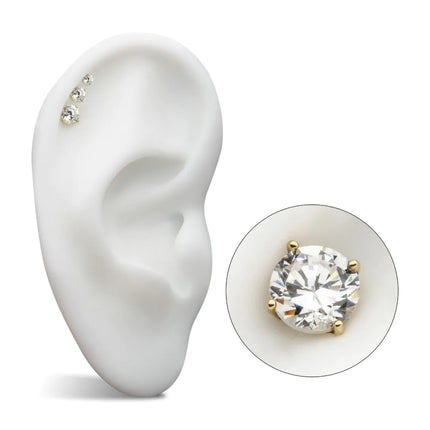 Invictus 14Kt Gold Four Prong Round Lab-Grown Diamond with 9.5mm Post & Butterfly Back Stud Earrings