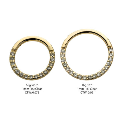 Invictus 14Kt Yellow Gold Eternity Front Facing Hinged Segment Clicker with Prong Set 1mm Round Lab-Grown Diamonds