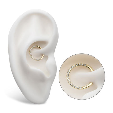 Invictus 14Kt Yellow Gold Eternity Front Facing Hinged Segment Clicker with Prong Set 1mm Round Lab-Grown Diamonds
