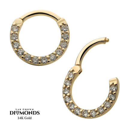 Invictus 14Kt Yellow Gold Eternity Front Facing Hinged Segment Clicker with Prong Set 1.5mm Round Lab-Grown Diamonds