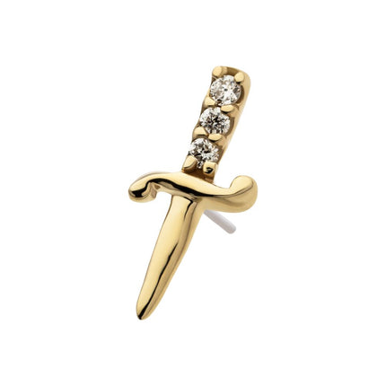 Invictus 14Kt Yellow Gold Threadless Dagger Top with 3 Round Lab-Grown Diamonds
