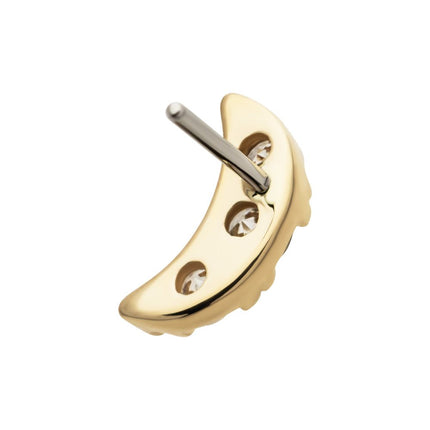Invictus 14kt Gold Threadless Crescent Moon Top with Pave Set 3 Round Lab-Grown Diamonds