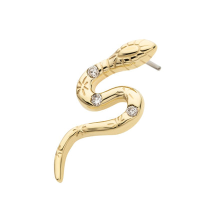 Invictus 14Kt Yellow Gold Threadless Snake Top with Bezel Set 3 Round Lab-Grown Diamonds