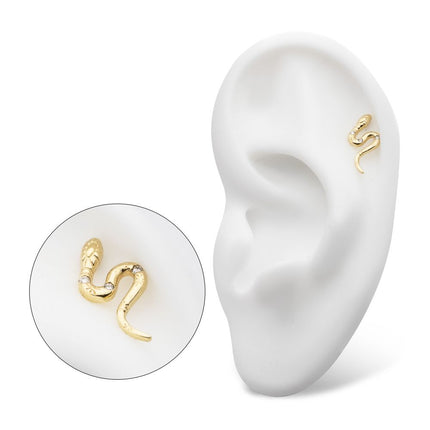 Invictus 14Kt Yellow Gold Threadless Snake Top with Bezel Set 3 Round Lab-Grown Diamonds