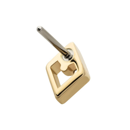 Invictus 14kt Gold Threadless Rhombus Top with Prong Set Round Lab-Grown Diamond