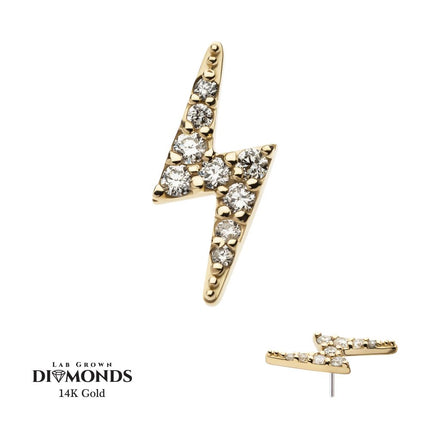 Invictus 14kt Gold Threadless Lightning Bolt Top with Pave Set 9 Round Lab-Grown Diamonds