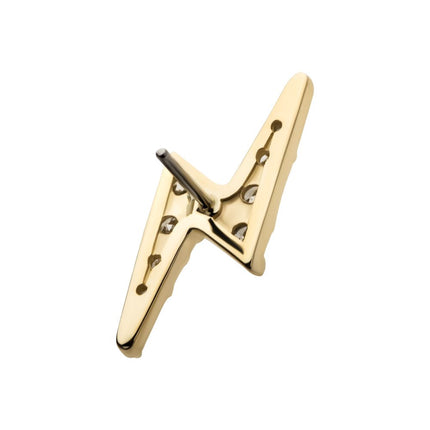 Invictus 14kt Gold Threadless Lightning Bolt Top with Pave Set 9 Round Lab-Grown Diamonds