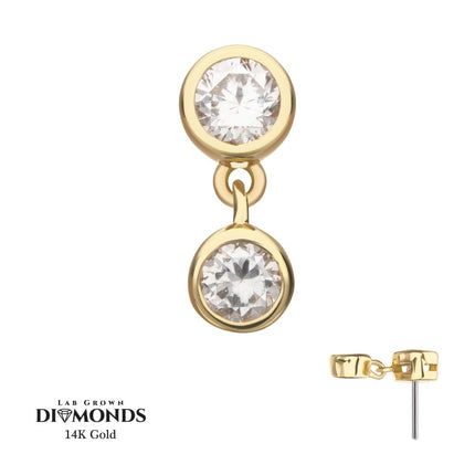 Invictus 14Kt Yellow Gold Threadless Double Bezel Lab-Grown Diamond Dangle Top