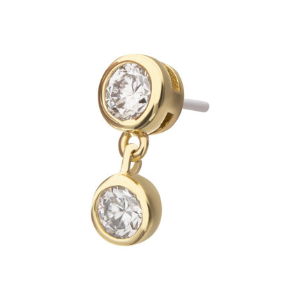 Invictus 14Kt Yellow Gold Threadless Double Bezel Lab-Grown Diamond Dangle Top