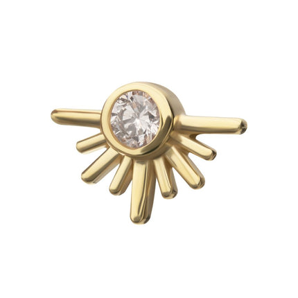 Invictus 14Kt Yellow Gold Threadless Half Starburst Top with Bezel Lab-Grown Diamond