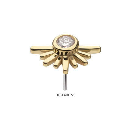 Invictus 14Kt Yellow Gold Threadless Half Starburst Top with Bezel Lab-Grown Diamond