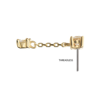 Invictus 14Kt Yellow Gold Threadless Double Prong Set Lab-Grown Diamonds Dangle Top
