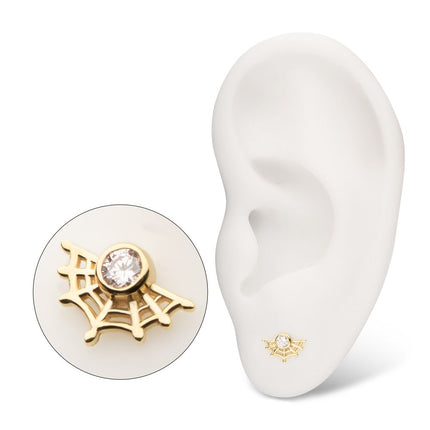 Invictus 14Kt Yellow Gold Threadless Spiderweb Top with Bezel Lab-Grown Diamond