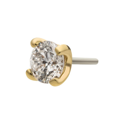 Invictus 14Kt Gold Threadless Top with 4-Prong Round Lab-Grown Diamond
