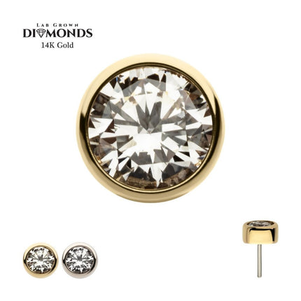 Invictus 14Kt Gold Threadless Top with Bezel Set Round Lab-Grown Diamond