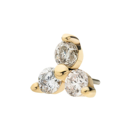 Invictus 14Kt Gold Threadless Pronged Round Lab-Grown Diamonds Trinity Top