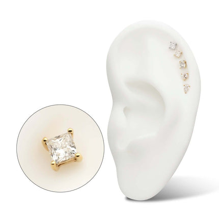 Invictus 14Kt Gold 4 Prong Setting Princess Cut Clear Lab-Grown Diamond Threadless Top