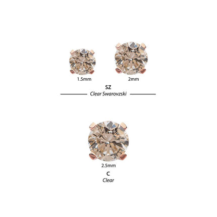 Invictus 14Kt Rose Gold Threadless with Prong Set Round CZ Top
