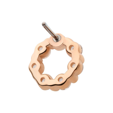 Invictus 14Kt Rose Gold Threadless Wreath Top with Prong Set 7 Clear CZ