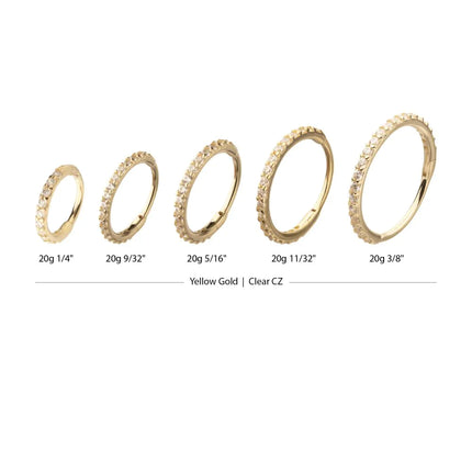 Invictus 20g 14Kt Gold Prong Set 1mm Eternity Round Gem Side Facing Hinged Segment Clicker