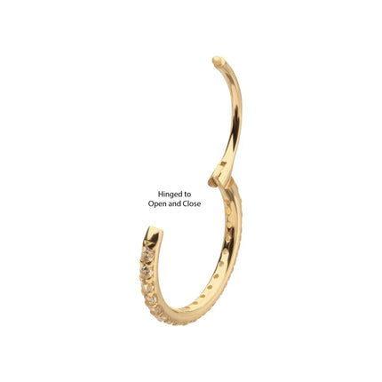 Invictus 20g 14Kt Gold Prong Set 1mm Eternity Round Gem Side Facing Hinged Segment Clicker