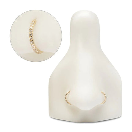 Invictus 20g 14Kt Gold Prong Set 1mm Eternity Round Gem Side Facing Hinged Segment Clicker