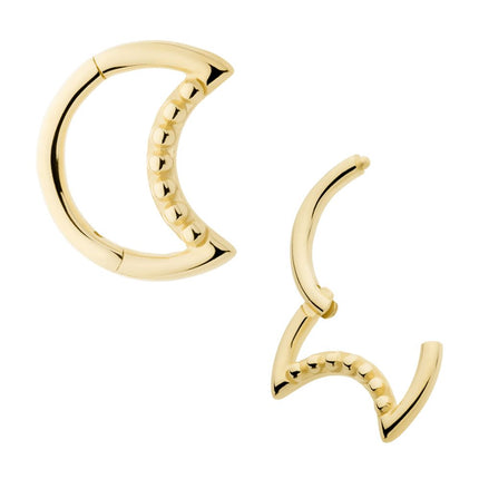 Invictus 14Kt Yellow Gold 7 Bead Cluster Crescent Moon Shape Front Facing Hinged Segment Clicker
