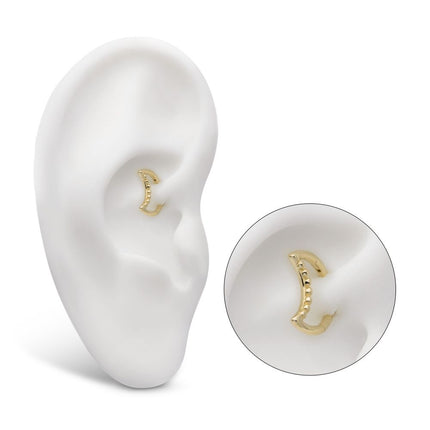 Invictus 14Kt Yellow Gold 7 Bead Cluster Crescent Moon Shape Front Facing Hinged Segment Clicker